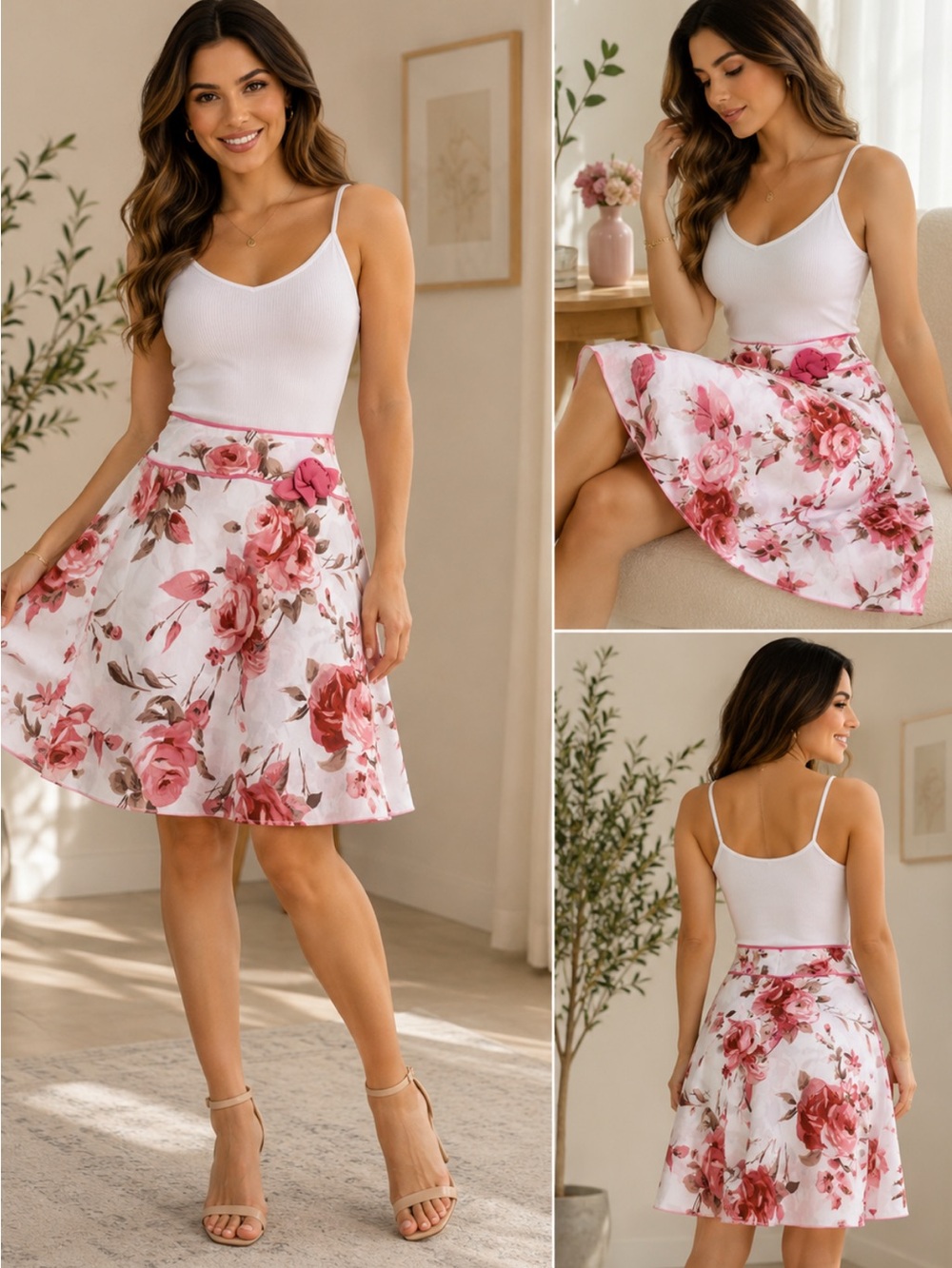 Floral Pink A-Line Women's Skirt